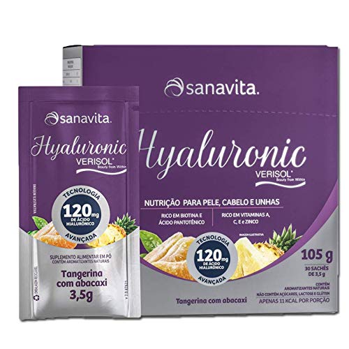 Kit 2 Hyaluronic Ácido Hialurônico + Verisol Sanavita 30 Sachês Tangerina com Abacaxi