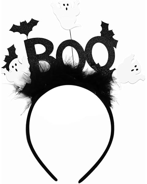 LanttAotte BOO Headband Halloween Ghost Headpiece Accessories Scary Hair Clips for Masquerade Cosplay Party Decorations