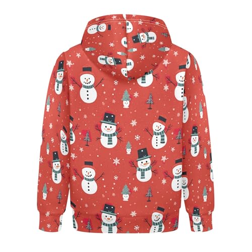Kids Hoodies Sweaters Christmas Xmas Snowman Hooded Sweatshirts with Big Pockets for Boys Girls B04003442