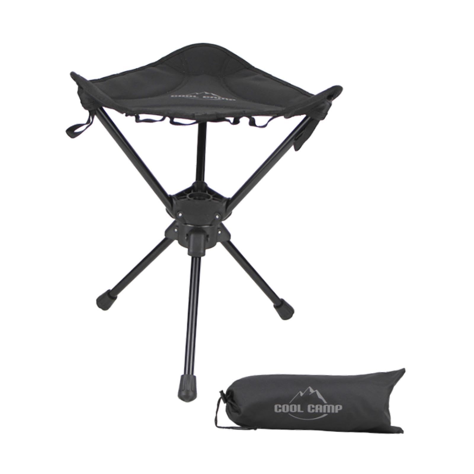 Tabouret Extérieur Siège Portable Chaise Tripode Pliable Aluminium Oxford Rotatif Léger avec Sac Rangement Adapté Camping Promenade Randonnée P
