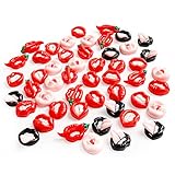 50 Pcs Resin Kiss Lip Sexy Lips Mouth Flat Back Mouth Lips Miniature Chilli Vampire Lips for DIY Hair Clip Phone Case Ornament Crafts Suit