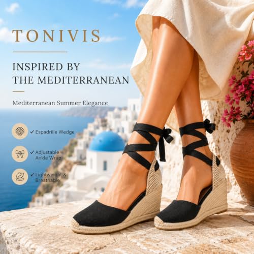 Image of Women's Espadrille Wedge Sandals Closed Toe Lace-Up Shoes