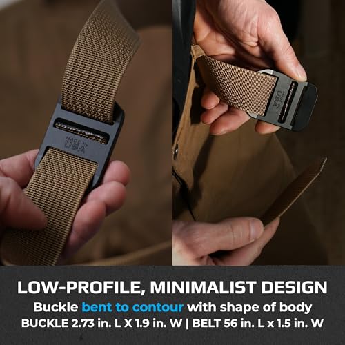Image of Trayvax Tactical Belt, Nylon Web Cinch Belt for Men and Women, Outdoor Hiking and Military Accessories, CNC Machined