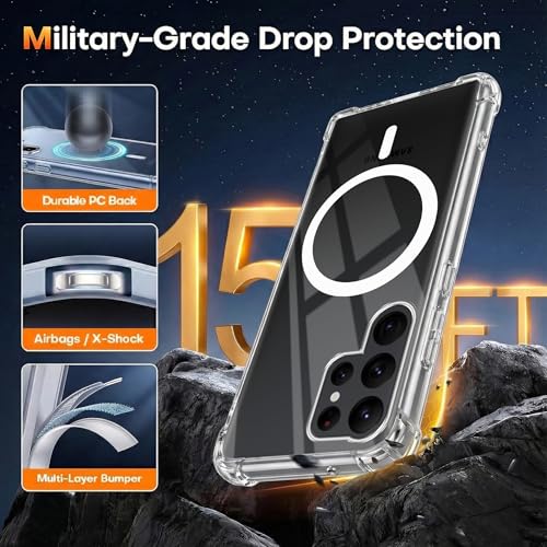 Image of Jkobi Shockproof Crystal-Clear Back Cover for Samsung Galaxy S22 Ultra 5G (Magsafe Wireless Support | Drop & Camera Protection | Hard Polycarbonate)