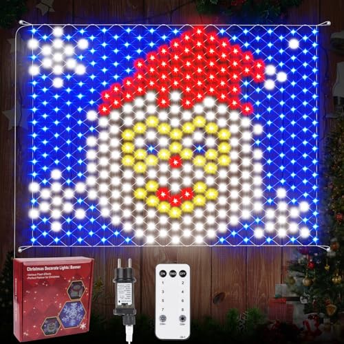 Fwiull Weihnachtsnetz-Lichter, Weihnachtsmann-Dekorationen für...