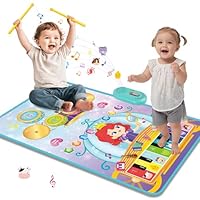 Shayson 3-in-1 Musical Mats, Child Floor Piano Drum Animal Music Play Mat Early Educational Musical Learning Toys for 12-18 Months Baby Birthday or 1-3 Years Old Girls Boys