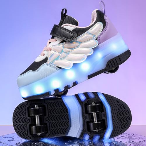 Image of Nsasy Roller Shoes Kids Roller Skates Shoes Girls Boys Wheels Shoes Become Sport Sneaker with Led for Children Gift