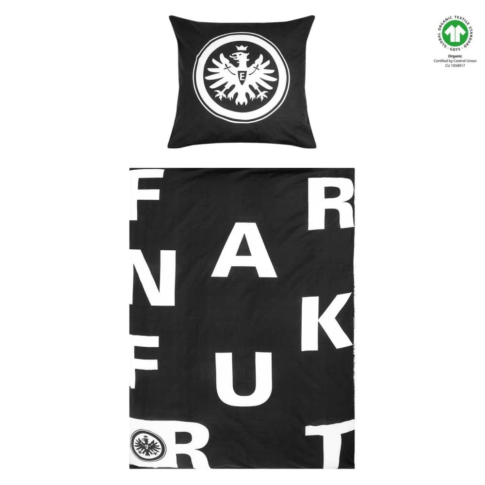 Eintracht Frankfurt Bettwäsche 135 x 200 cm schwarz weiß Baumwolle