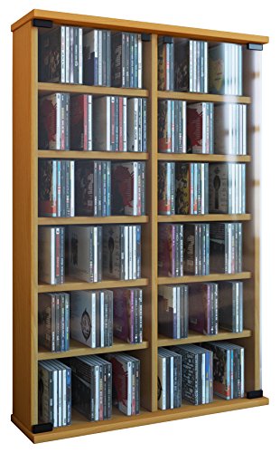 VCM Bois CD DVD Stand Étagère Armoire Rangement Étagère sur Pied Support Roma Porte en Verre Bois CD DVD Stand Étagère Armoire Rangement Étagère sur...
