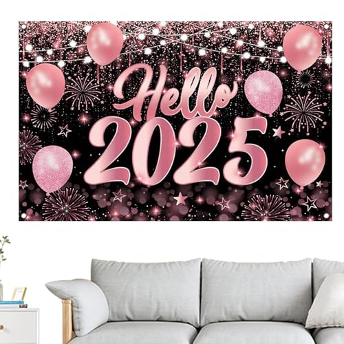 Sfondo di Capodanno per striscioni di Puntelli di scena per la fotografia per il nuovo anno 2025 fotografico Banner con design fuochi dartificio per accessori per feste