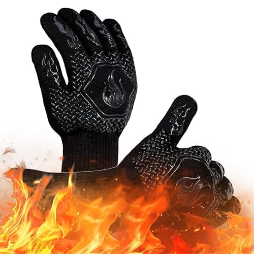 Amazon Brand - Umi BBQ Gloves| Heat Resistant Barbecue Gloves for Cooking| Grilling Gloves Non Toxiceco Anti-Slip| Protection of Hands from Fire Heat with Premium Silicon Gloves 1-Pair, (Black) - Image 2 thumbnail