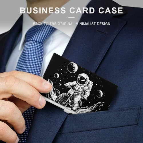 Cute Astronaut Rides on Bicycle Business Card Holder Alloy Multi Wallet Credit Card ID Pocket Name Case3