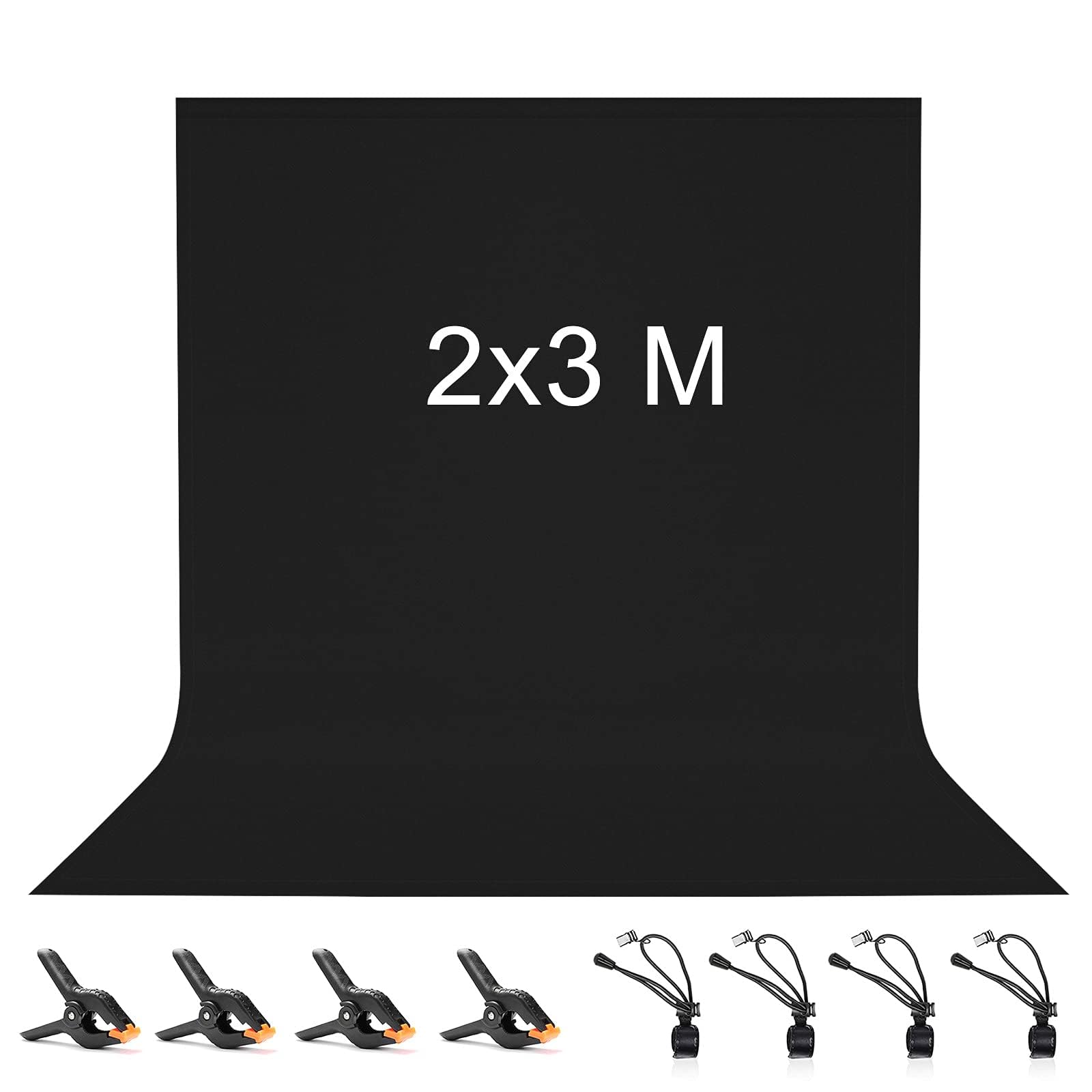 Sfondo Fotografico Nero 2x3m - In Poliestere, Con 8 Clip, Lavabile, Per Foto E Video - Foto 10