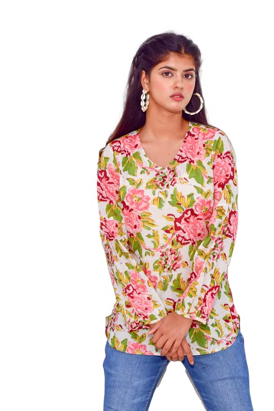 Cehaasa 100 Cotton Tops for Women Stylish Casual Regular Fit Round