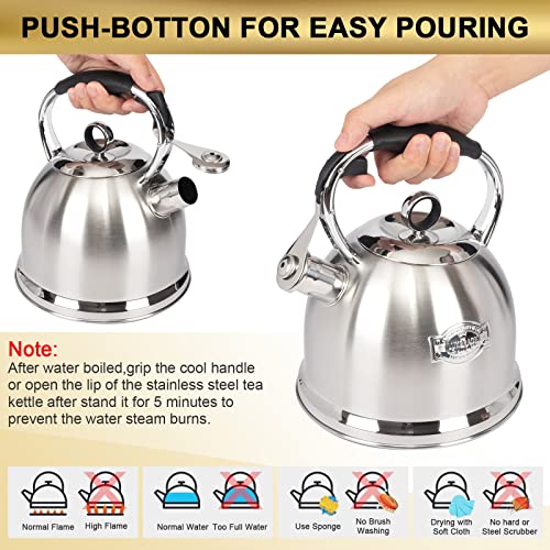 image for LUXGRACE Tea Kettle for Stovetop, Food Grade Stainless Steel Water Ket
