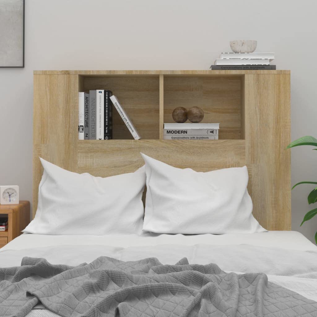 Cabecero De Cama 100x18,5x104,5 cm Madera Contrachapada Roble Sonoma Cabecero con Almacenaje Cabecero Mueble Cabeceros De Madera Armario Cabeceros Bonitos Cabeceros para Dormitorio