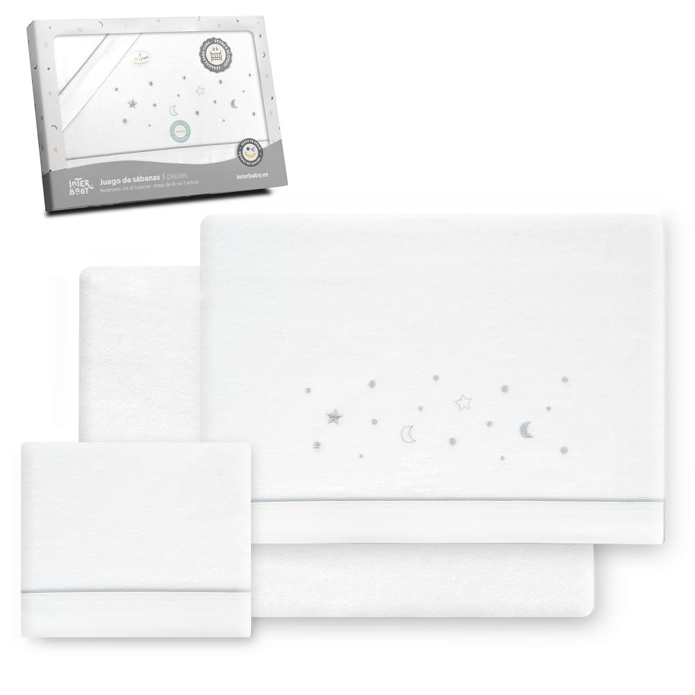 Drap-housse et draps flanelle Interbaby Underzy pour lit bébé gris