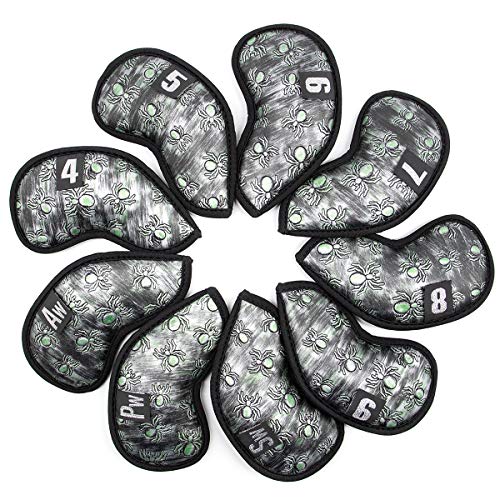 Golf Iron Covers 9pcs,Golf Iron Head Covers Leather Golf Iron Covers Golf Iron Headcovers,Golf Club Head Covers for Iron with Magic Tape Fit All Brands,Golf Iron Cover 9pcs(4-9,PW,AW,SW)