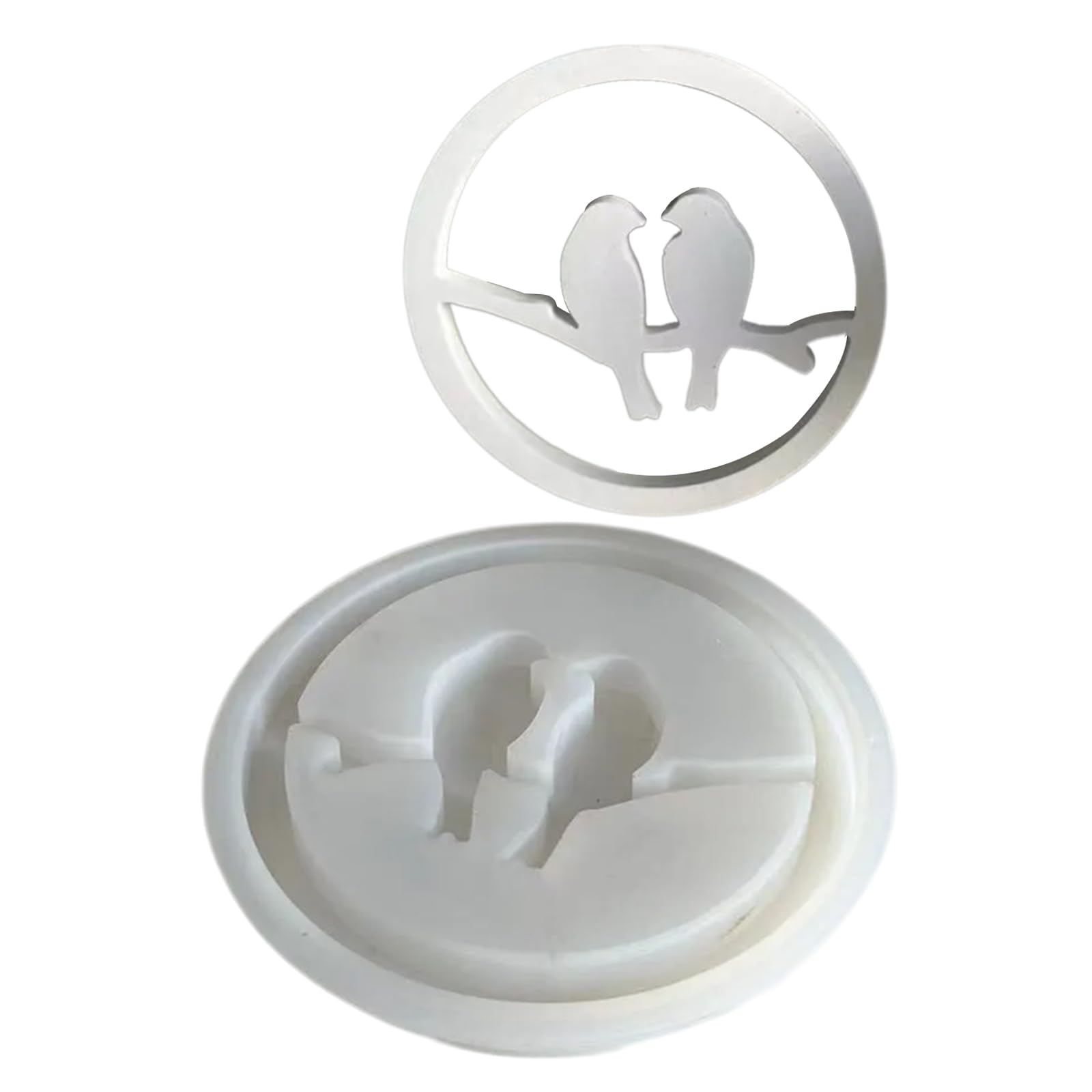 NEWFT Silicone Ornament Candle Mould Bird Wreath Shaped Silicone Crafts Figurine Mold for Making Figurine