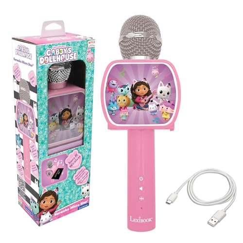 Lexibook, Gabby et la Maison Magique, Microphone Bluetooth® avec Fonction Changement de Voix, Enceinte intégrée, Support de téléphone Inclus, Rose,...
