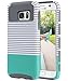 ULAK S7 Case, Galaxy S7 Case, Hybrid Case for Samsung Galaxy S7 2016 Release 2-Piece Dual Layer Style Hard Cover (Minimal Mint Stripes+Grey) Will not Fit S7 Edge