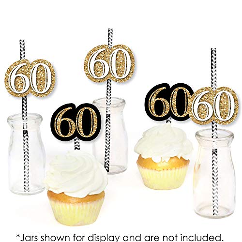 Decoración de pajillas de papel para fiesta de 60 años miniatura 4