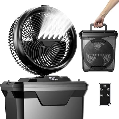 Koonie 20000mAh 10 Inch Camping Misting Fan 11L Tank, Remote, 4 Timers