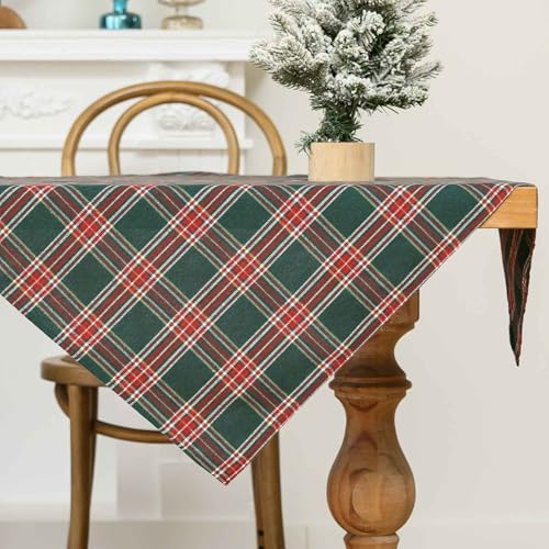 Jayusaror Tischdecke Weihnachten Grün Kariert Mitteldecke Plaid...