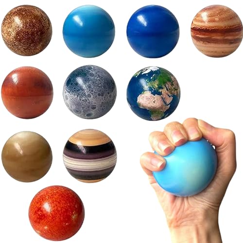 Brinquedos do sistema solar, bolas de planetas anti-stress do sistema solar de PU, 10 peças de 10 planetas universo, brinquedos para aliviar o stress, bolas para apertar-