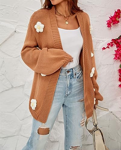 Image of Womens Y2K Cute Cardigan Sweaters Open Front Cropped Flower Knit Jacket Vintage Preppy Aesthetic 90s Clothes Kawaii Sweater