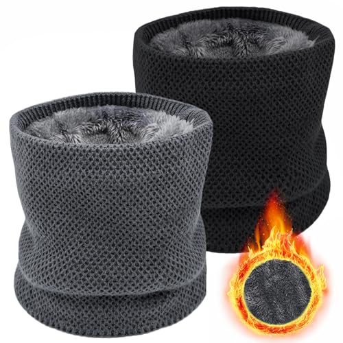 Image of Winter Fleece Neck Warmer Mens Ski Mask Face Warmer Neck Gaiter Neck Scarf Women Thick Windproof 2 Pack