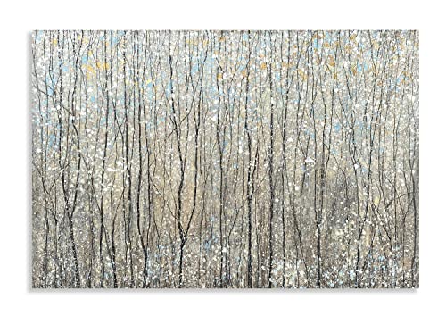 Image of Yihui Arts Abstract Tree Canvas Wall Art - Brown Forest Paintings with Gold Foil - Modern Landscape Pictures for Living Room Bedroom Bathroom Decor