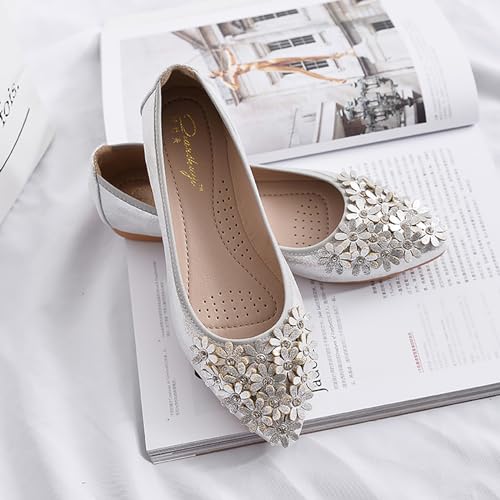 Women's Flats, Foldable Ballet Flats for Women, Flower Pionted Toe Comfort Light Weight Slip-On Dress Shoes3