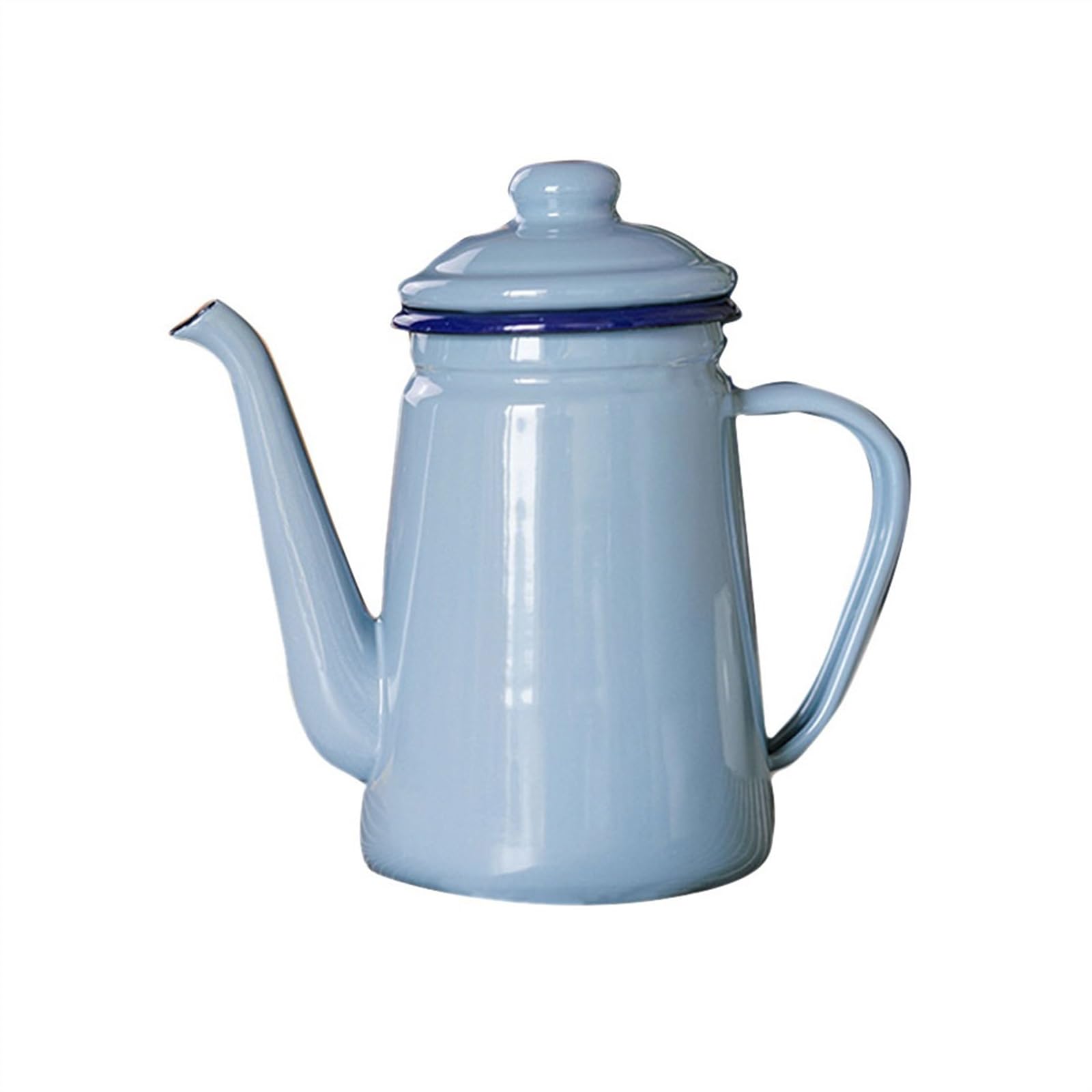 Czajniki przelewowe do kawy 1100ML emaliowany czajnik do herbaty odkryty czajnik kempingowy z końcówką ręcznie parzony dzbanek do kawy długa wylewka wąskie usta czajnik