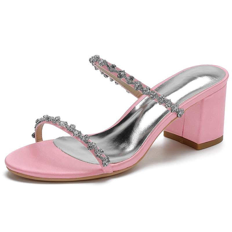 Sandales de mariage rose à bride arrière et strass pour danser jusqu'au bout de la nuit