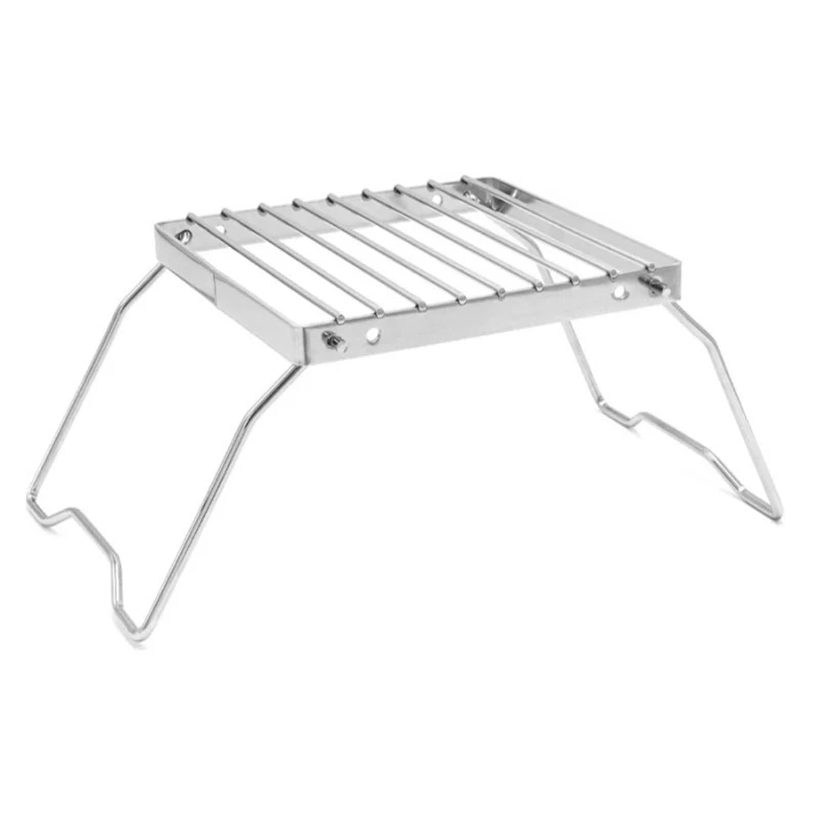 Portable Stove Rack Ourdoor Stainless Steel Camping Grill Portable Foldable Mini Grill Rack Burner Stove Stand For Picnic Cooking Camping Equipment(Silver)