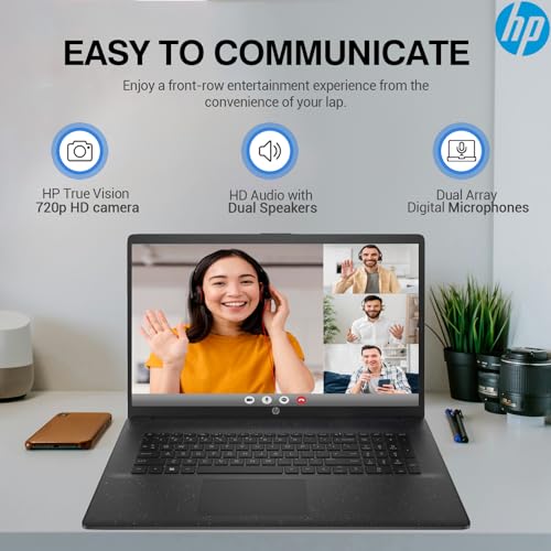 Image of HP 17 Inch Laptop Computer, 17.3 inch FHD IPS Laptop PC, Intel 10-Core i5, 64GB RAM, 2TB SSD, Windows 11, Wi-Fi 5, 10-Key Number Pad, Webcam, USB-C, Long Battery Life
