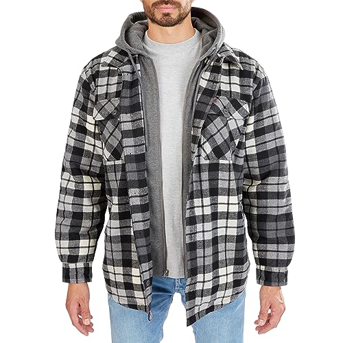 Image of Smith's Workwear Men's Sherpa-Lined Hooded Flannel Shirt-Jacket