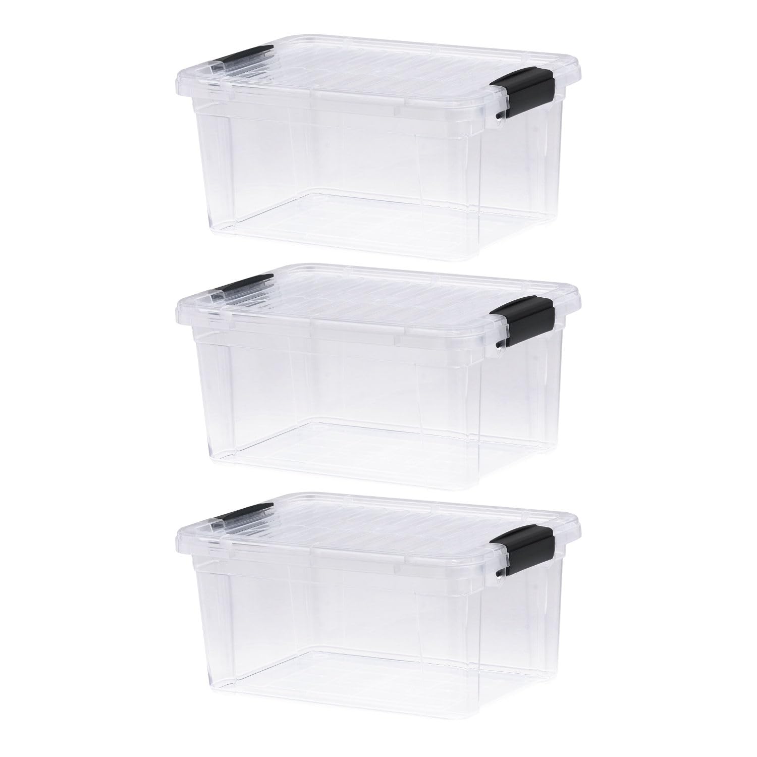 Superio 6.6 Quart Clear Plastic Storage Boxes with Lids, Stackable Organizer Containers, BPA-Free Storage Bins for Home, Office, School &amp; Dorm, 3 Pack