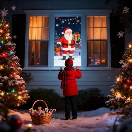 Image of 44 inchx 76 inch Holographic Rear Projection Screen - Foldable & Portable Anti Wrinkle Double Sided Video Projector Screen for Projecting Christmas Movie Videos, Film Night (80 Inch)
