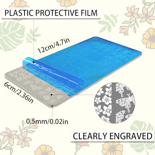 PH PandaHall 3 peças, placa de estampagem de unhas, folha de flor, estêncil, planta, estêncil, ferra