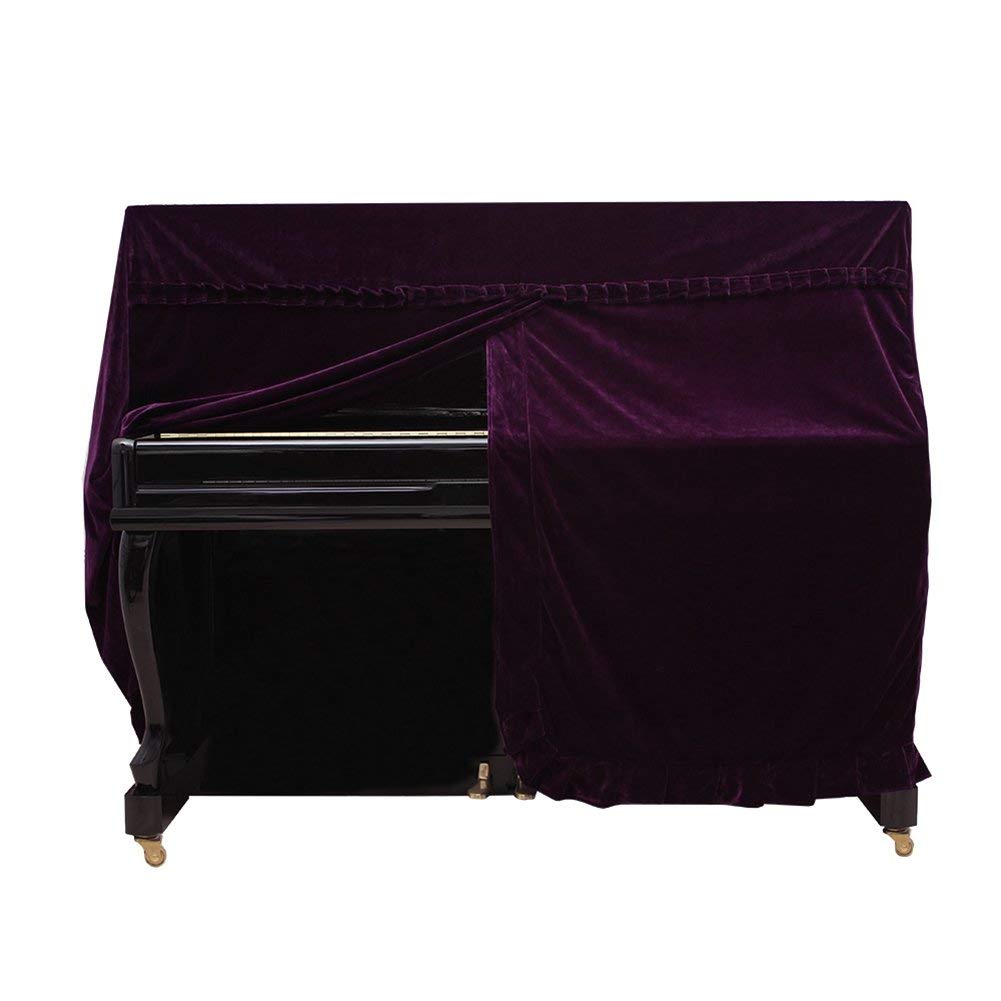 GRAB IT Upright Piano Cover, Colorfast Pleuche Full Piano Dust Proof Decorated Cover-image-20