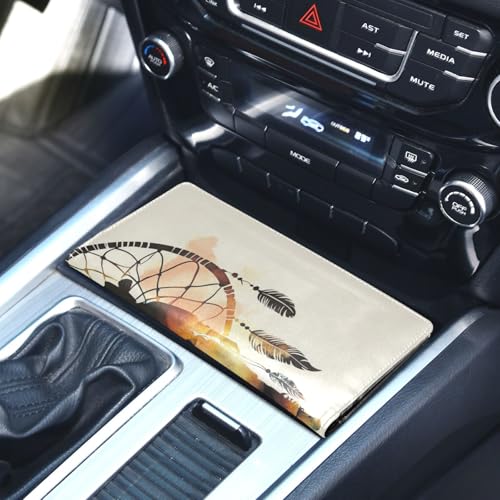 Leather Car Registration and Insurance Card Holder Men Women Prefect Car Essentials Wallet for Driver License, Cards & Essential Documents Western Cowboy Dream Catchers Tribal Boho Snakes 5