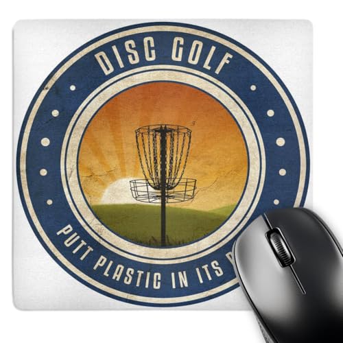 3dRose, Putt Plastic in Its Place #11 - Silhouette of Frisbee disc Golf Basket as The Sun Rises, Mouse Pad