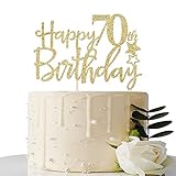 Gold Glitter Happy 70th Birthday Cake Topper,Hello 70,Cheers to 70 Years,70 & Fabulous Party...