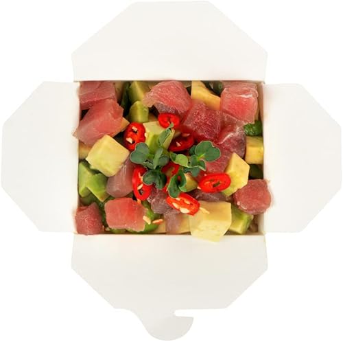 Miniatura 8 de Restaurantware Bio Tek - Contenedor cuadrado de papel blanco de 8 onzas, 2 34 pulgadas x 2 14 pulgadas x 2 12 pulgadas, caja de 25 unidades