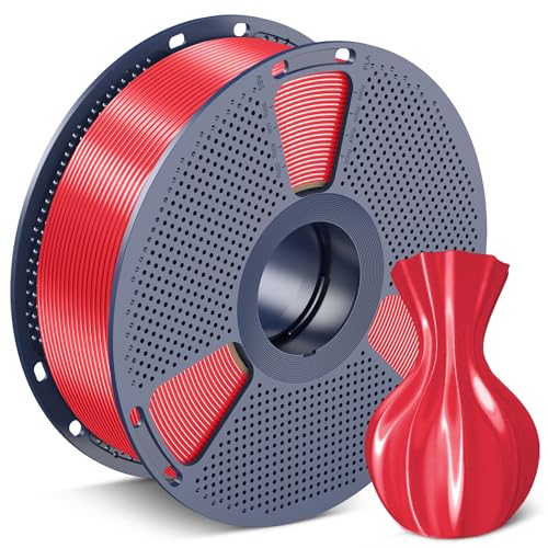 Image of SUNLU Silk PLA Filament 1.75mm, Neatly Wound Shiny PLA 3D Printer Filament, Dimensional Accuracy + /- 0.02mm, Fit Most 3D Printers,Good Vacuum Packaging, 1kg Spool(2.2lbs), Silky Red