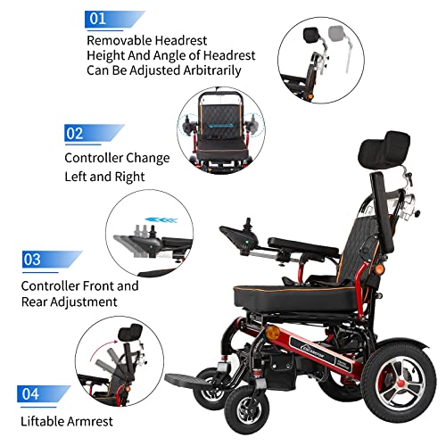 Encarefor 600W Super Horse Power Electric Wheelchair, Reclining Foldable Electric Wheelchair For Adults With Multi-Angle Adjustment Headrest, 3.1" Thick Cushion Lightweight Portable Carry Wheelchair #TOP3
