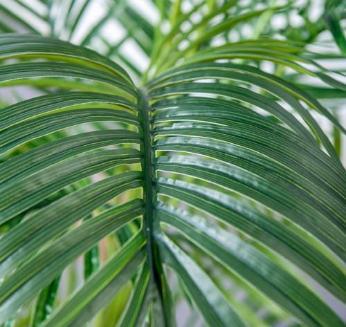 Image of HAIHONG 4FT Artificial Palm Tree,Faux Areca Palm Plant with Real Touch Leaves and Adjustable Branches,Fake Tropical Palm Tree for Home Office Indoor Outdoor Modern Decoration