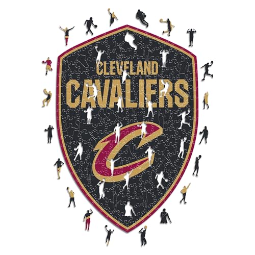 Iconic Puzzles - Cleveland Cavaliers, Logo, Puzzle en Bois sous Licence Officielle NBA, 100% Durable, Taille S, 150 pièces